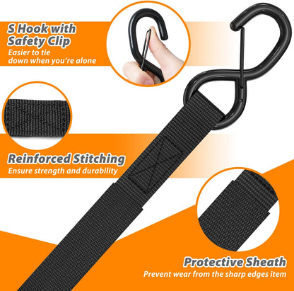 Ratchet Tie Down Straps for Moving Appliances 1" x 15', Orange