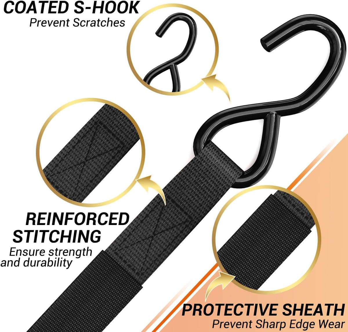 Ratchet Tie Down Straps for Moving Appliances 1" x 15', Orange