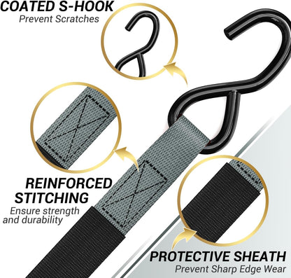 Ratchet Tie Down Straps for Moving Appliances 1" x 15', Orange