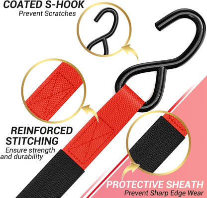Ratchet Tie Down Straps for Moving Appliances 1" x 15', Orange