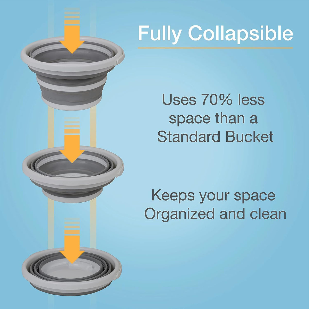 Collapsible Bucket, Foldable Cleaning Bucket with Handle, Household Essentials Cleaning Basin and Dust Mop Bucket, Collapsible Wash Basin for Car Cleaning, [2.6 Gal. 10L] Round, Grey