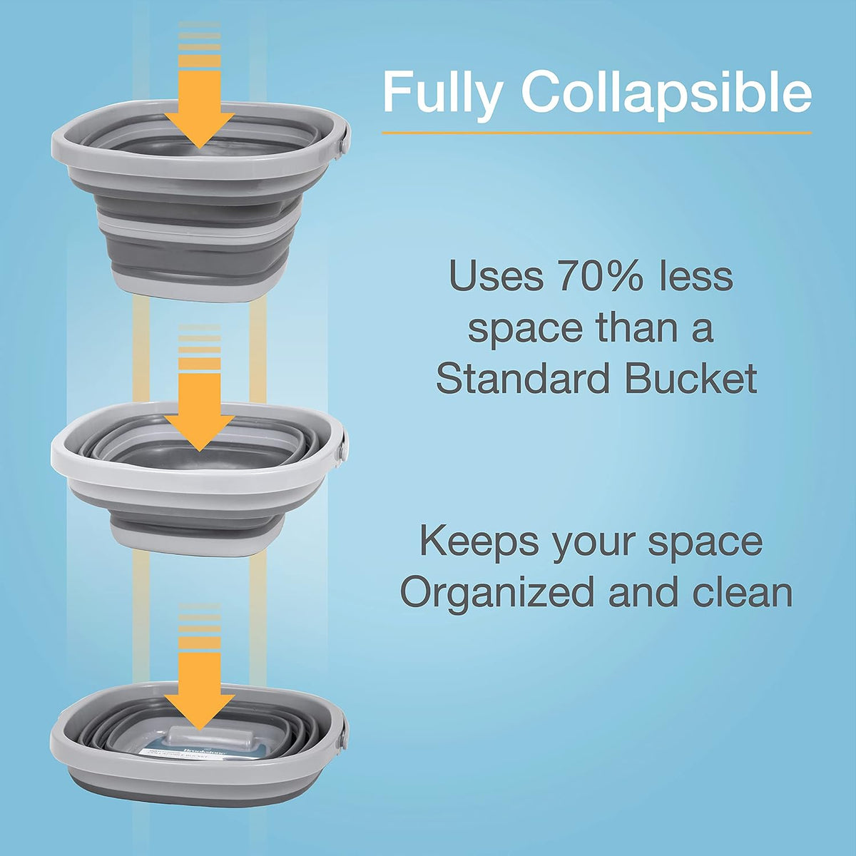Collapsible Bucket, Foldable Cleaning Bucket with Handle, Household Essentials Cleaning Basin and Dust Mop Bucket, Collapsible Wash Basin for Car Cleaning, [2.6 Gal. 10L] Round, Grey