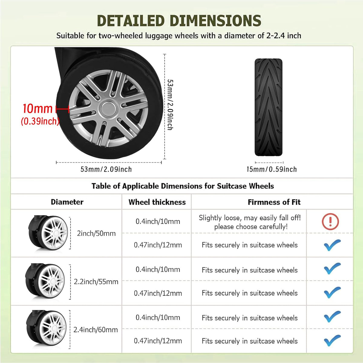 Upgrade Luggage Wheel Covers, 8pcs Suitcases Wheel Protector,Wear-Resistant, Anti-Noise, Silicone Protectors For 2-2.4"Luggage Spinner,Accessories for Travel (Gray)
