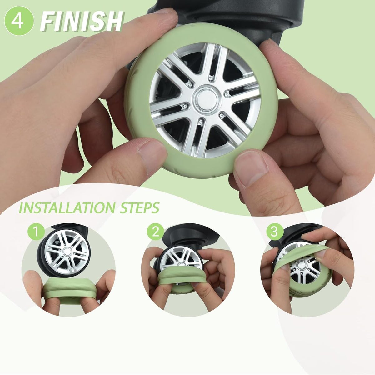 Upgrade Luggage Wheel Covers, 8pcs Suitcases Wheel Protector,Wear-Resistant, Anti-Noise, Silicone Protectors For 2-2.4"Luggage Spinner,Accessories for Travel (Gray)