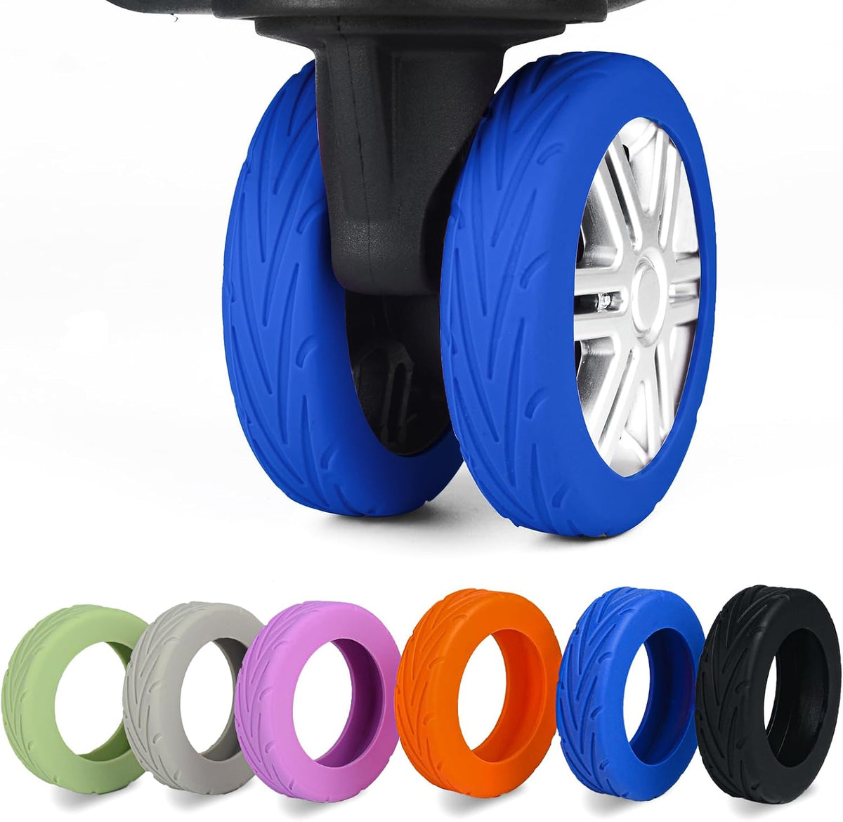 Upgrade Luggage Wheel Covers, 8pcs Suitcases Wheel Protector,Wear-Resistant, Anti-Noise, Silicone Protectors For 2-2.4"Luggage Spinner,Accessories for Travel (Gray)