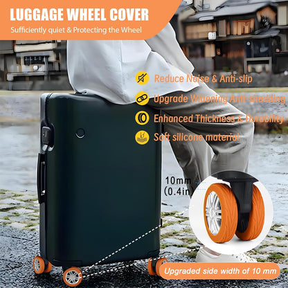 Upgrade Luggage Wheel Covers, 8pcs Suitcases Wheel Protector,Wear-Resistant, Anti-Noise, Silicone Protectors For 2-2.4"Luggage Spinner,Accessories for Travel (Gray)