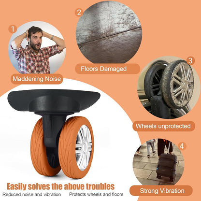 Upgrade Luggage Wheel Covers, 8pcs Suitcases Wheel Protector,Wear-Resistant, Anti-Noise, Silicone Protectors For 2-2.4"Luggage Spinner,Accessories for Travel (Gray)
