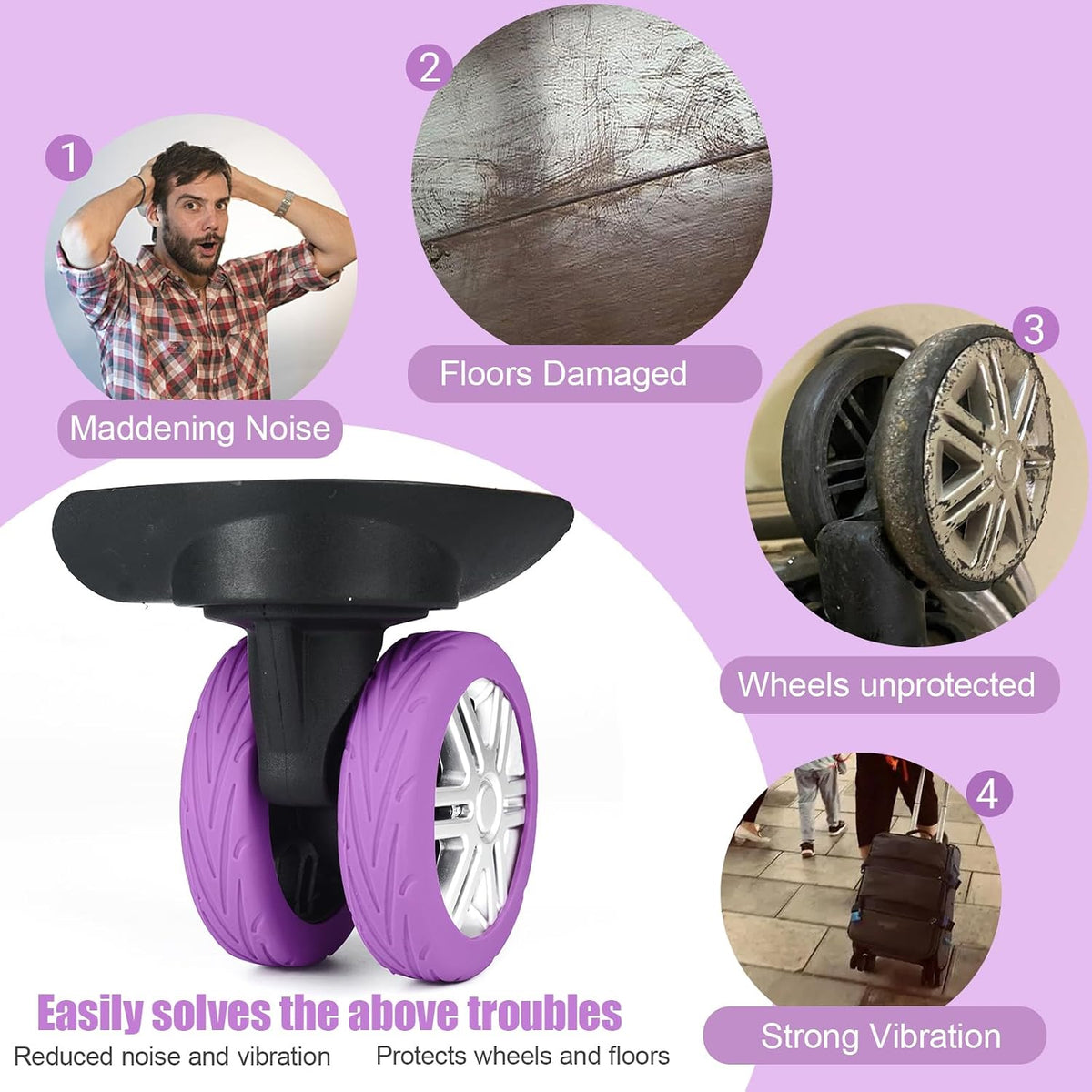 Upgrade Luggage Wheel Covers, 8pcs Suitcases Wheel Protector,Wear-Resistant, Anti-Noise, Silicone Protectors For 2-2.4"Luggage Spinner,Accessories for Travel (Gray)