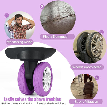 Upgrade Luggage Wheel Covers, 8pcs Suitcases Wheel Protector,Wear-Resistant, Anti-Noise, Silicone Protectors For 2-2.4"Luggage Spinner,Accessories for Travel (Gray)