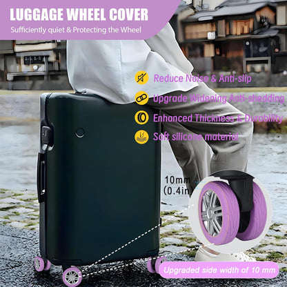 Upgrade Luggage Wheel Covers, 8pcs Suitcases Wheel Protector,Wear-Resistant, Anti-Noise, Silicone Protectors For 2-2.4"Luggage Spinner,Accessories for Travel (Gray)