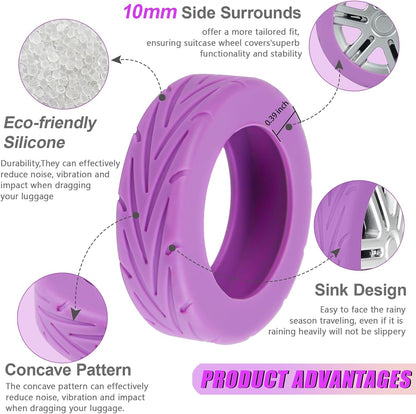 Upgrade Luggage Wheel Covers, 8pcs Suitcases Wheel Protector,Wear-Resistant, Anti-Noise, Silicone Protectors For 2-2.4"Luggage Spinner,Accessories for Travel (Gray)