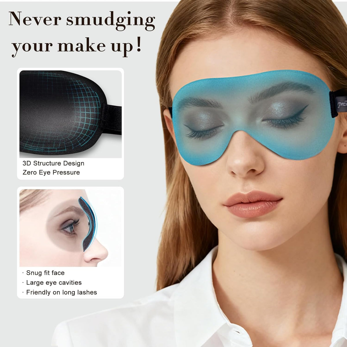 3D Sleep Mask 2 Pack,Eye Mask for Side Sleeper 3D Contoured Sleeping Mask Blackout Out for Men- Blindfold Airplane with Ear Plugs, Night Masks with Travel Bag (Black&Blue)