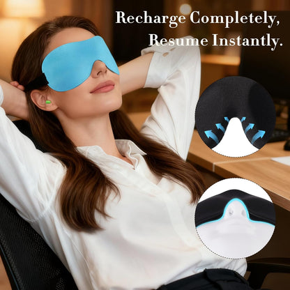 3D Sleep Mask 2 Pack,Eye Mask for Side Sleeper 3D Contoured Sleeping Mask Blackout Out for Men- Blindfold Airplane with Ear Plugs, Night Masks with Travel Bag (Black&Blue)