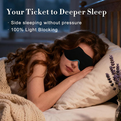 3D Sleep Mask 2 Pack,Eye Mask for Side Sleeper 3D Contoured Sleeping Mask Blackout Out for Men- Blindfold Airplane with Ear Plugs, Night Masks with Travel Bag (Black&Blue)