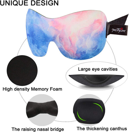3D Sleep Mask 2 Pack,Eye Mask for Side Sleeper 3D Contoured Sleeping Mask Blackout Out for Men- Blindfold Airplane with Ear Plugs, Night Masks with Travel Bag (Black&Blue)