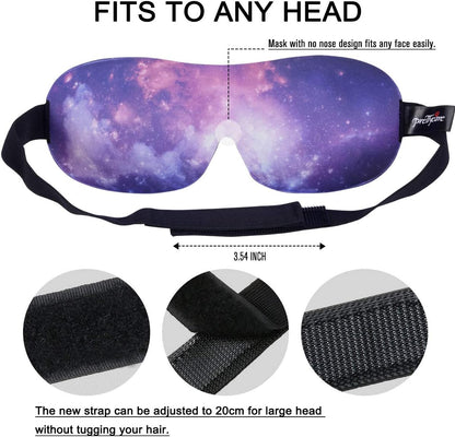 3D Sleep Mask 2 Pack,Eye Mask for Side Sleeper 3D Contoured Sleeping Mask Blackout Out for Men- Blindfold Airplane with Ear Plugs, Night Masks with Travel Bag (Black&Blue)