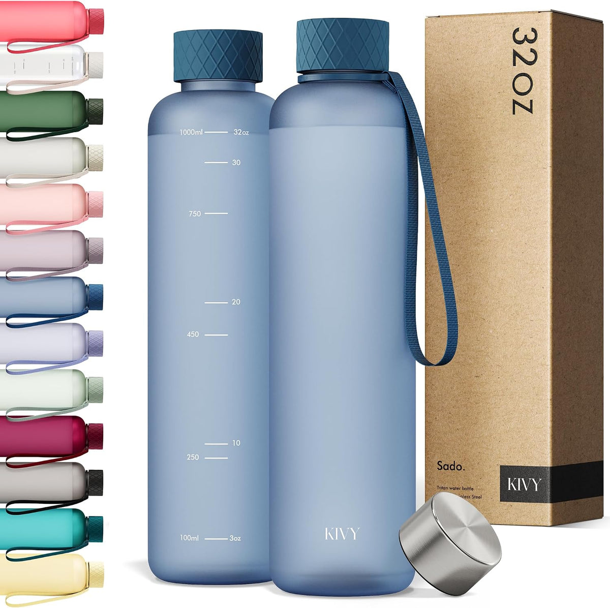 Slim Water Bottle 32oz Tritan - Lightweight & Shatterproof - BPA-Free