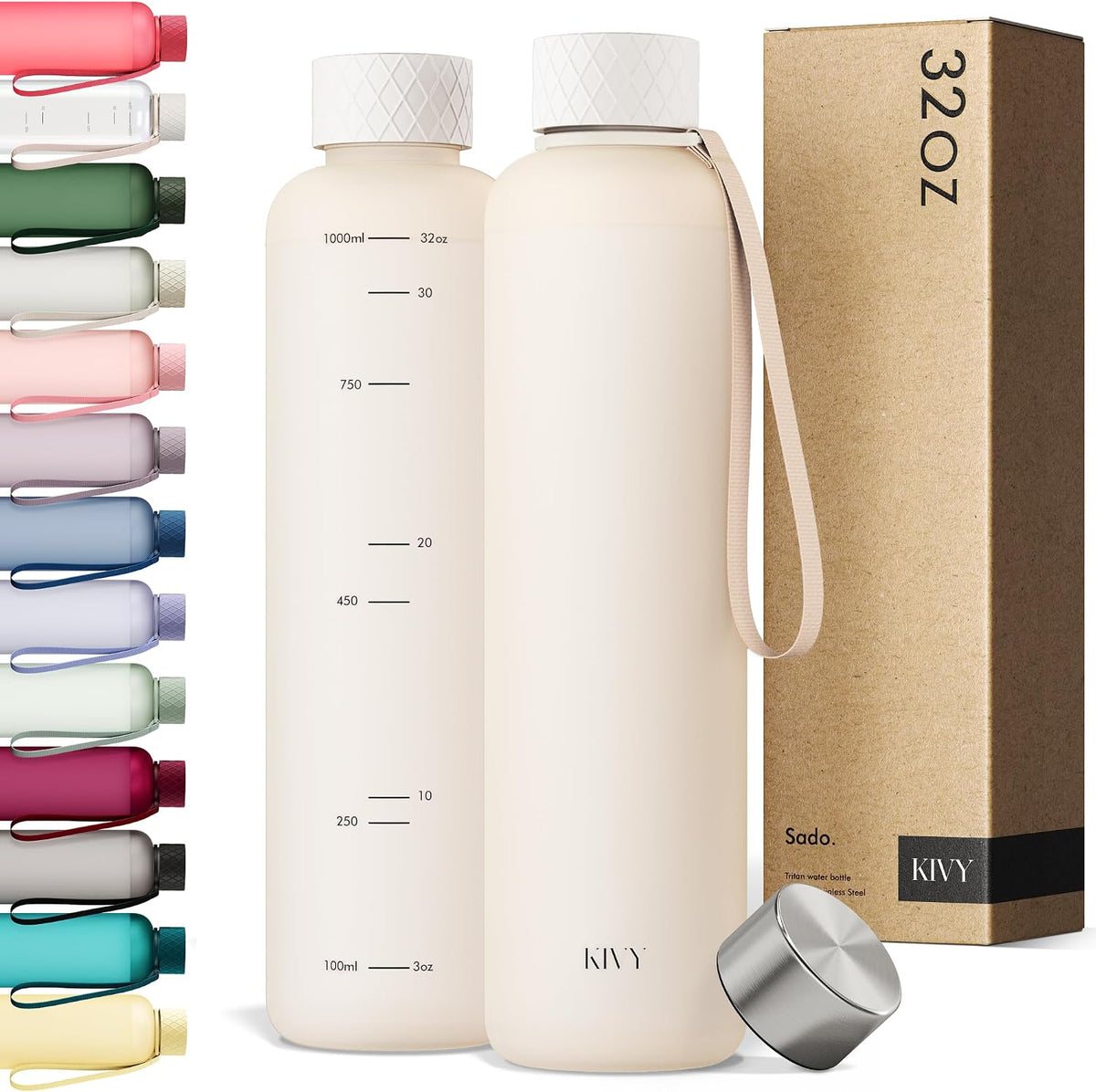 Slim Water Bottle 32oz Tritan - Lightweight & Shatterproof - BPA-Free
