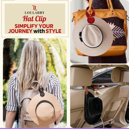 Magnetic Hat Clip for Travel on Bag | Fashionable Travel Accessories For Women | Leather Hat Holder With Strong Magnet For Handbags, Purses, Backpacks, Luggage, And Totes