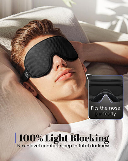 Sleep Mask for Men Women: Blackout Eye Masks for Sleep - 3D Breathable Soft Comfortable Eye Mask for Travel - Adjustable Light Blocking Night Masks for Sleeping