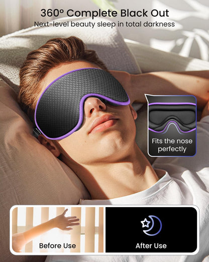 Sleep Mask for Men Women: Blackout Eye Masks for Sleep - 3D Breathable Soft Comfortable Eye Mask for Travel - Adjustable Light Blocking Night Masks for Sleeping