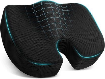 TushGuard Seat Cushion, Memory Foam Office Chair Cushion - Grey, Large
