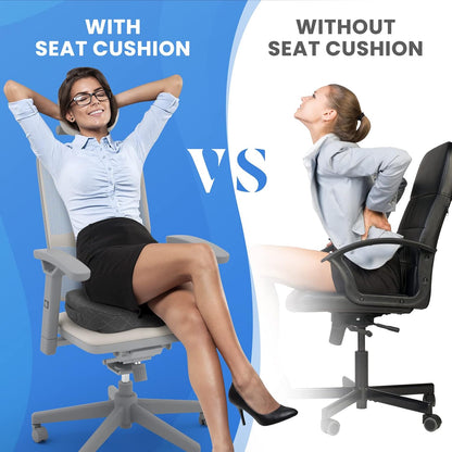 TushGuard Seat Cushion, Memory Foam Office Chair Cushion - Grey, Large