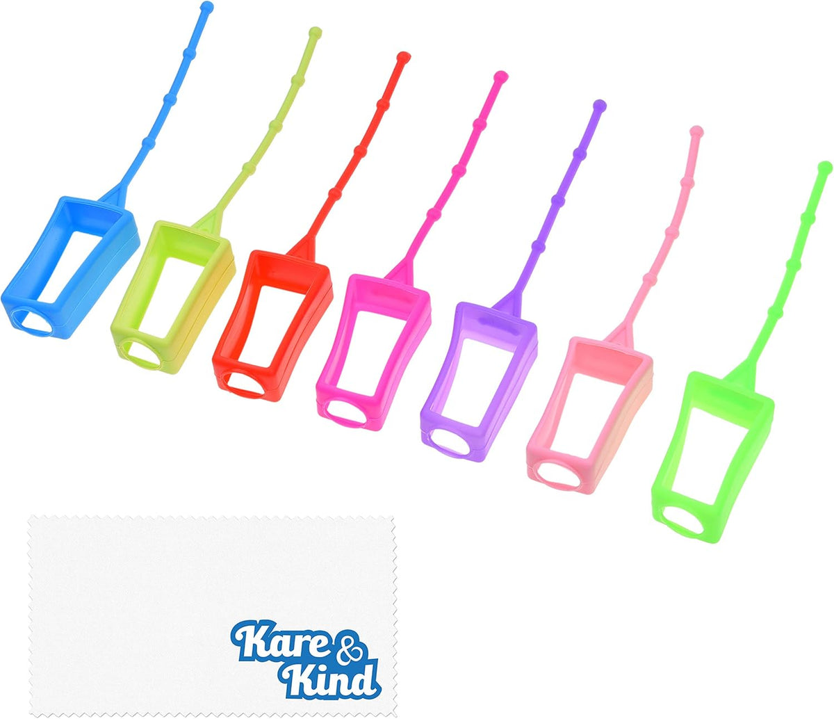 7x Silicone Hand Sanitizer Protective Cases (empty) - Soft Smooth Holders for 30ML Bottles - Comes with Soft Adjustable Loops for Backpacks, Keychains - Use for Travel, Home