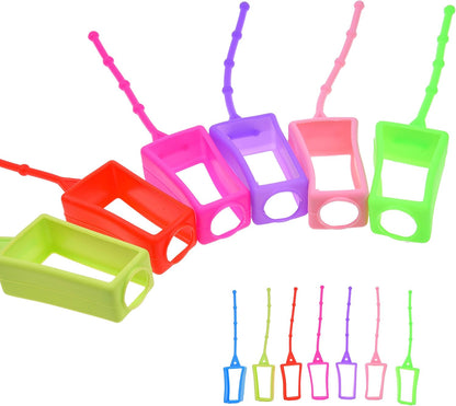 7x Silicone Hand Sanitizer Protective Cases (empty) - Soft Smooth Holders for 30ML Bottles - Comes with Soft Adjustable Loops for Backpacks, Keychains - Use for Travel, Home