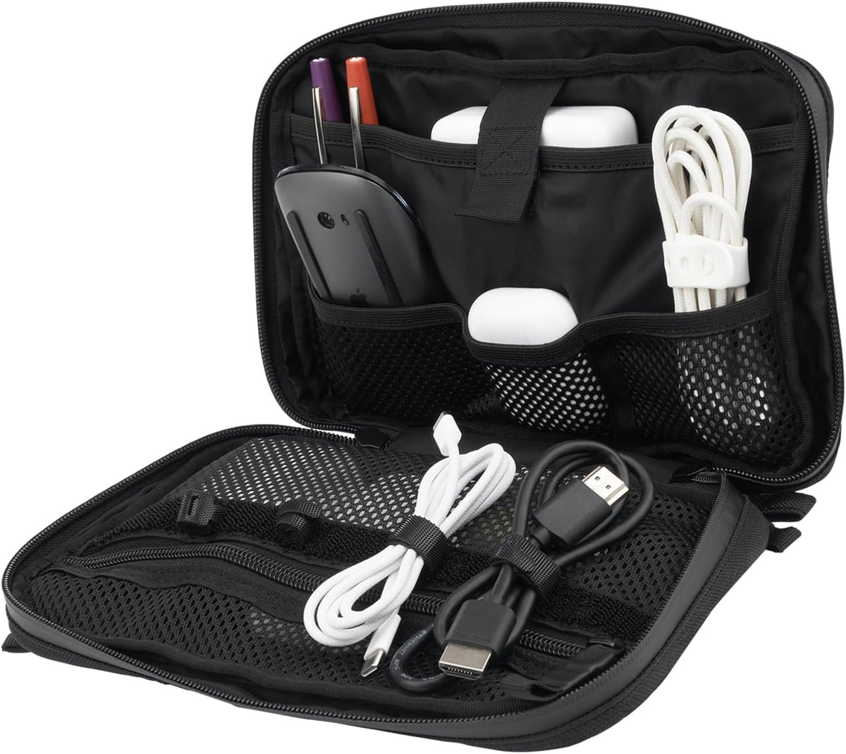 Electronic Organizer Travel Case w/Hidden AirTag Compartment -Black
