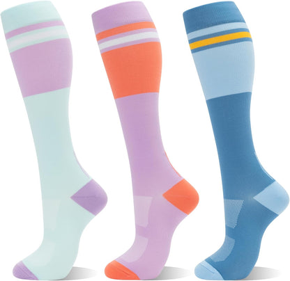 Compression Socks for Women Men 3 Pairs Graduated Compression Support Circulation Socks for Nurses