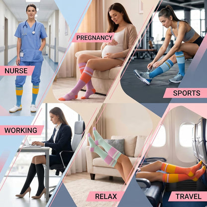 Compression Socks for Women Men 3 Pairs Graduated Compression Support Circulation Socks for Nurses