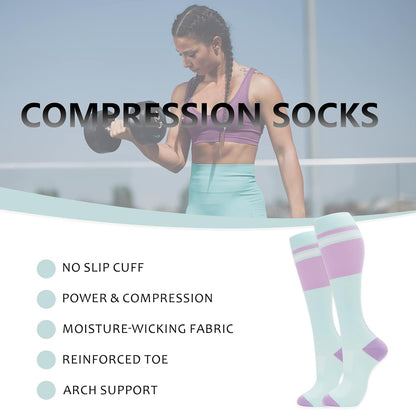 Compression Socks for Women Men 3 Pairs Graduated Compression Support Circulation Socks for Nurses
