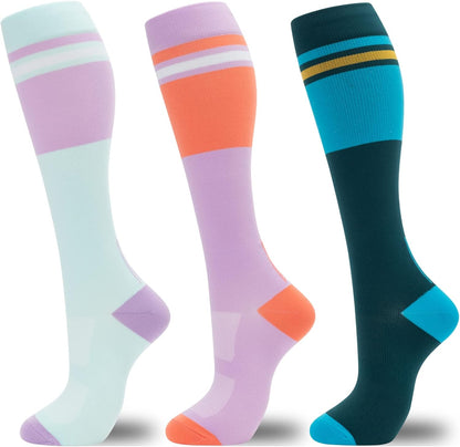 Compression Socks for Women Men 3 Pairs Graduated Compression Support Circulation Socks for Nurses