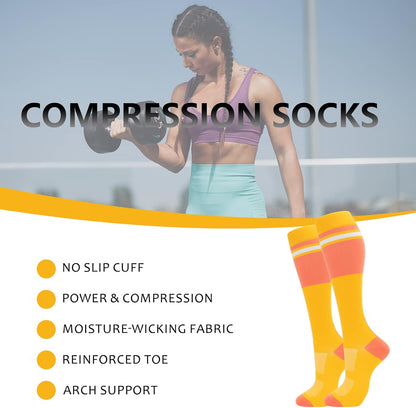 Compression Socks for Women Men 3 Pairs Graduated Compression Support Circulation Socks for Nurses