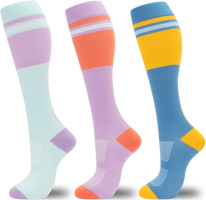 Compression Socks for Women Men 3 Pairs Graduated Compression Support Circulation Socks for Nurses
