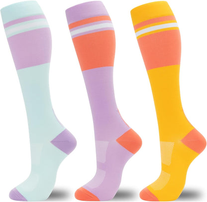 Compression Socks for Women Men 3 Pairs Graduated Compression Support Circulation Socks for Nurses