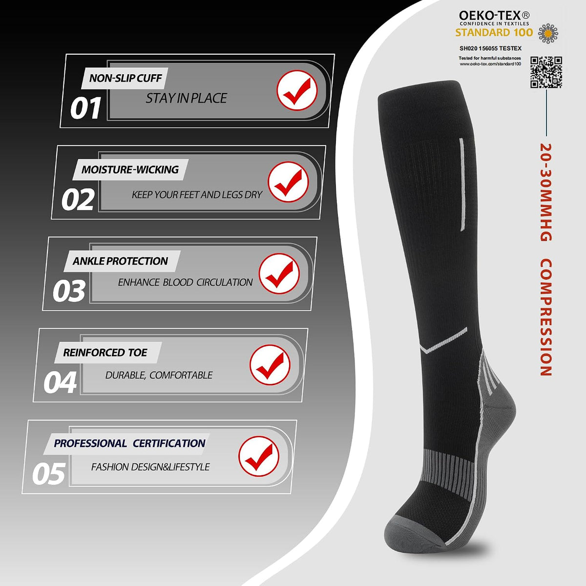 Compression Socks for Women Men 3 Pairs Graduated Compression Support Circulation Socks for Nurses
