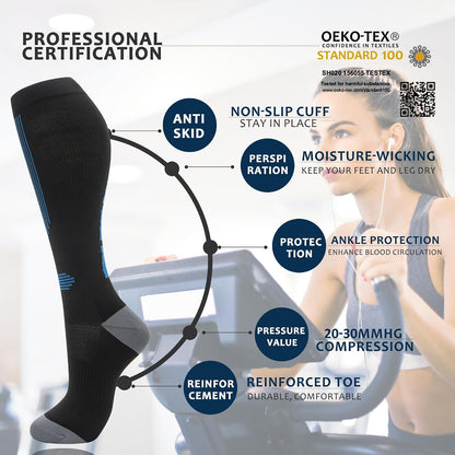 Compression Socks for Women Men 3 Pairs Graduated Compression Support Circulation Socks for Nurses