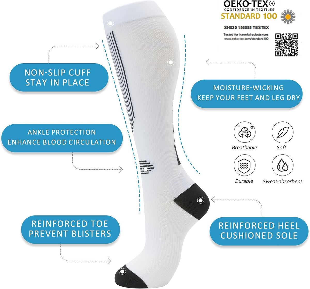 Compression Socks for Women Men 3 Pairs Graduated Compression Support Circulation Socks for Nurses
