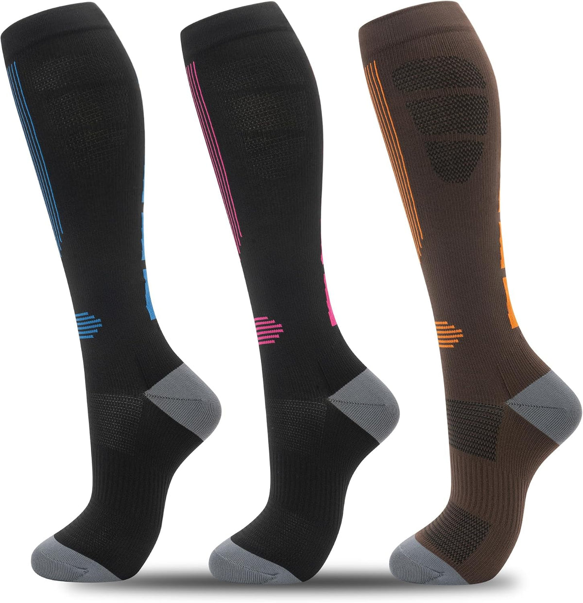 Compression Socks for Women Men 3 Pairs Graduated Compression Support Circulation Socks for Nurses