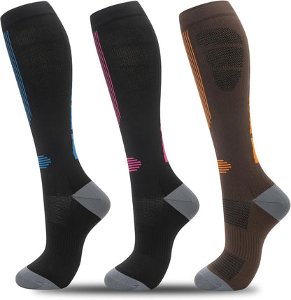 Compression Socks for Women Men 3 Pairs Graduated Compression Support Circulation Socks for Nurses