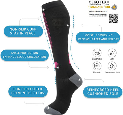 Compression Socks for Women Men 3 Pairs Graduated Compression Support Circulation Socks for Nurses