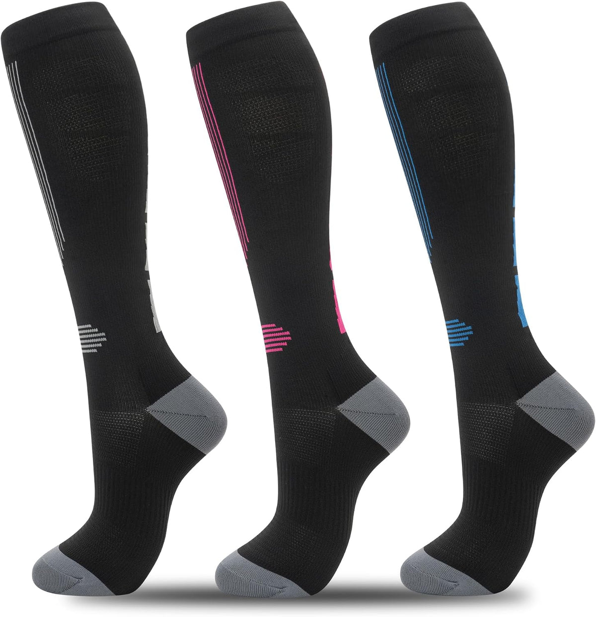 Compression Socks for Women Men 3 Pairs Graduated Compression Support Circulation Socks for Nurses