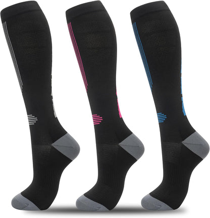 Compression Socks for Women Men 3 Pairs Graduated Compression Support Circulation Socks for Nurses