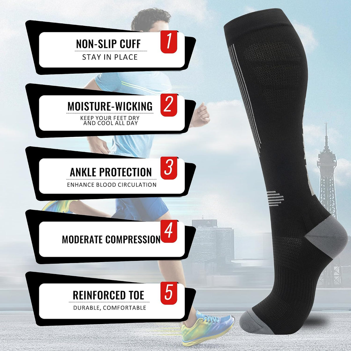 Compression Socks for Women Men 3 Pairs Graduated Compression Support Circulation Socks for Nurses
