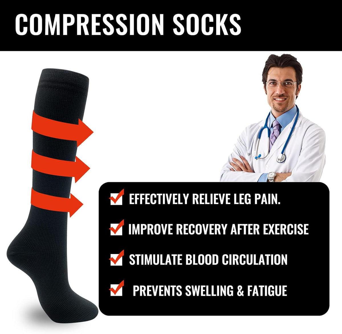 Compression Socks for Women Men 3 Pairs Graduated Compression Support Circulation Socks for Nurses