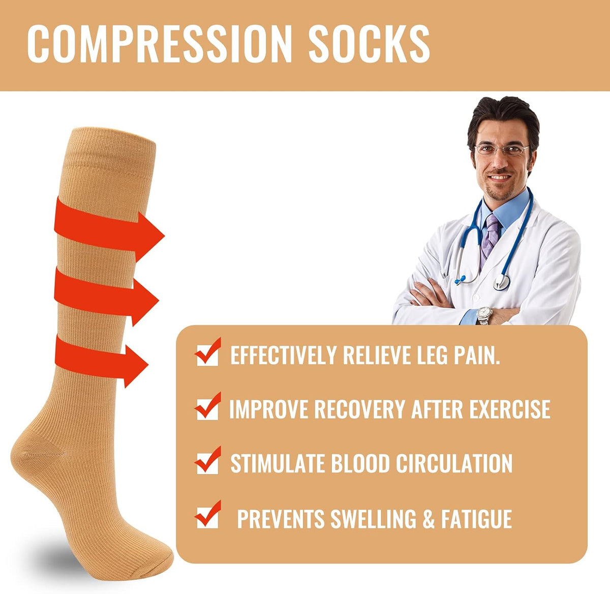 Compression Socks for Women Men 3 Pairs Graduated Compression Support Circulation Socks for Nurses