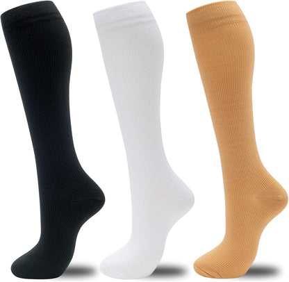 Compression Socks for Women Men 3 Pairs Graduated Compression Support Circulation Socks for Nurses