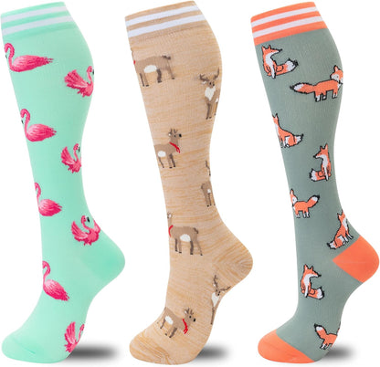 Compression Socks for Women Men 3 Pairs Graduated Compression Support Circulation Socks for Nurses